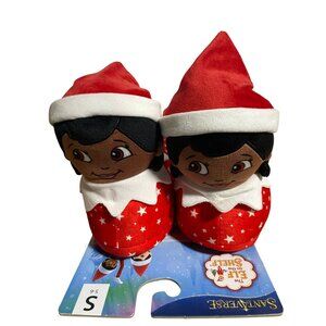 The Elf On The Shelf Girl Plush Slippers Womens Size S 5-6 Red White Christmas